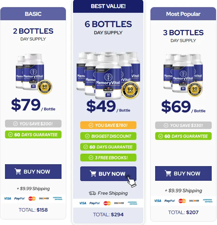 MemoryVitali Pricing Screenshot